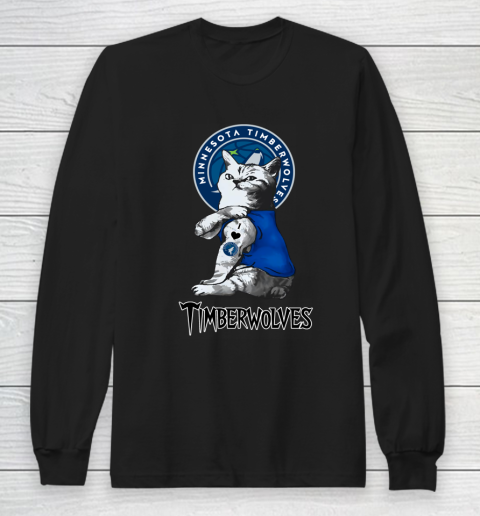 NBA Basketball My Cat Loves Minnesota Timberwolves Long Sleeve T-Shirt