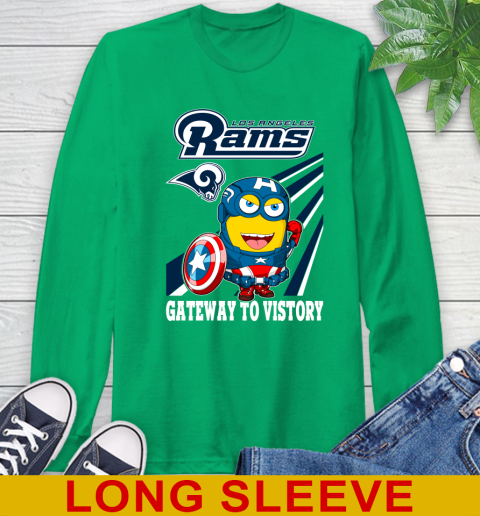 NFL Football Los Angeles Rams Captain America Marvel Avengers Minion Shirt Long Sleeve T-Shirt 8