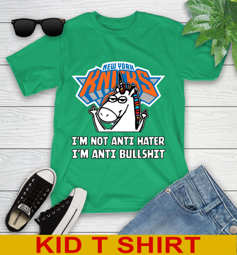 New York Knicks NBA Basketball Unicorn I'm Not Anti Hater I'm Anti Bullshit Youth T-Shirt 6