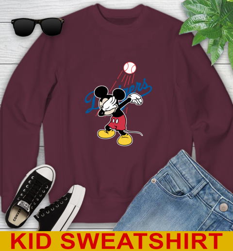 Los Angeles Dodgers MLB Baseball Dabbing Mickey Disney Sports Youth Sweatshirt 5