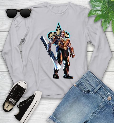 NFL Thanos Gauntlet Avengers Endgame Football New Orleans Saints Youth Long Sleeve 5