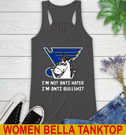 St.Louis Blues NHL Hockey Unicorn I'm Not Anti Hater I'm Anti Bullshit Racerback Tank 12