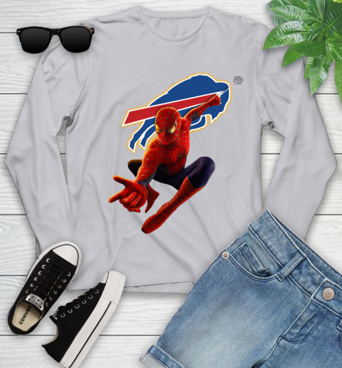 NFL Spider Man Avengers Endgame Football Buffalo Bills Youth Long Sleeve 5