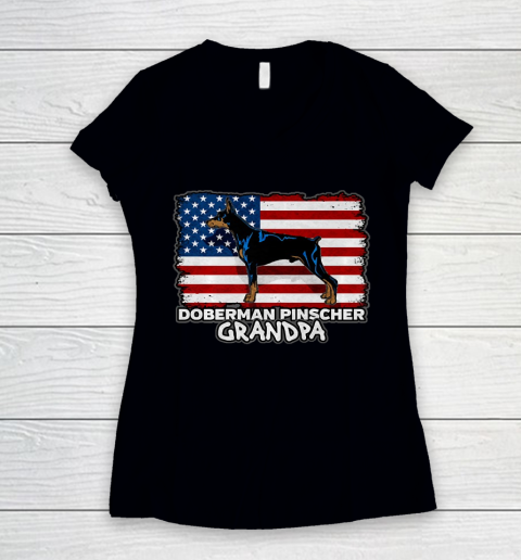 Grandpa Funny Gift Apparel  Mens Doberman Pinscher Grandpa Women's V-Neck T-Shirt