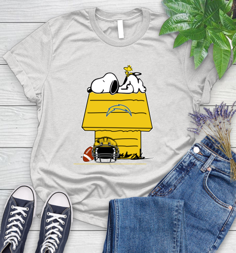 Los Angeles Chargers NFL Football Snoopy Woodstock The Peanuts Movie Women's T-Shirt