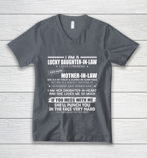 Lucky Daughter In Law Have A Freaking Awesome Mother In Law V-Neck T-Shirt 4