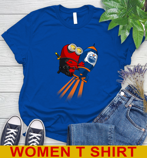 NHL Hockey Edmonton Oilers Deadpool Minion Marvel Shirt Women's T-Shirt 10
