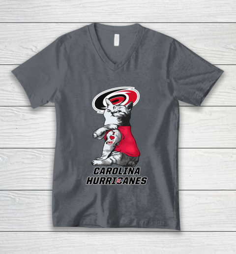 NHL My Cat Loves Carolina Hurricanes Hockey V-Neck T-Shirt 4