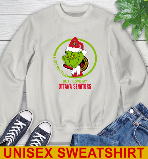 Ottawa Senators NHL Christmas Grinch I Hate People But I Love My Favorite Hockey Team Sweatshirt 12