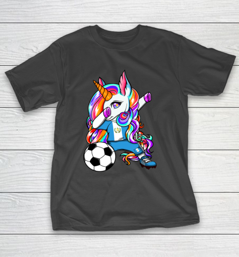 Dabbing Unicorn Guatemala Soccer Fans Jersey Flag Football T-Shirt 14