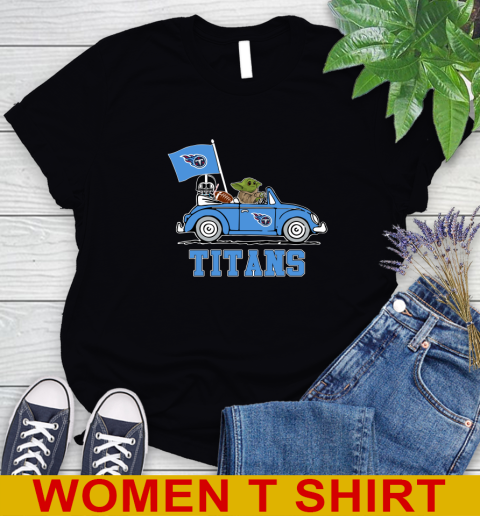 NFL Football Tennessee Titans Darth Vader Baby Yoda Driving Star Wars Shirt Women's T-Shirt 2