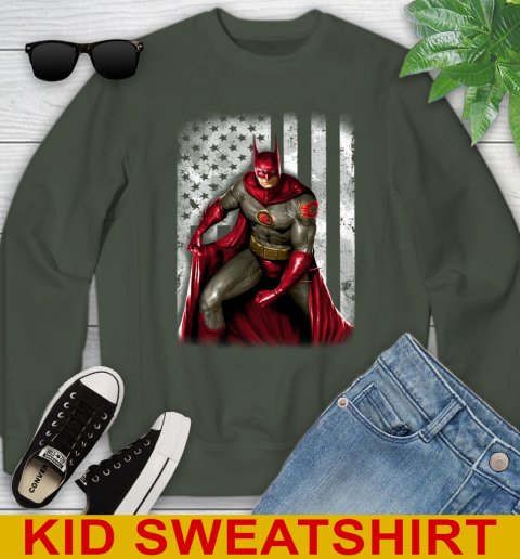 Calgary Flames NHL Hockey Batman DC American Flag Shirt Youth Sweatshirt 8
