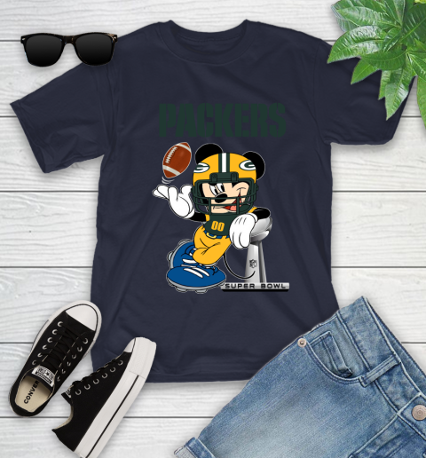 NFL Green Bay Packers Mickey Mouse Disney Super Bowl Football T Shirt Youth T-Shirt 3