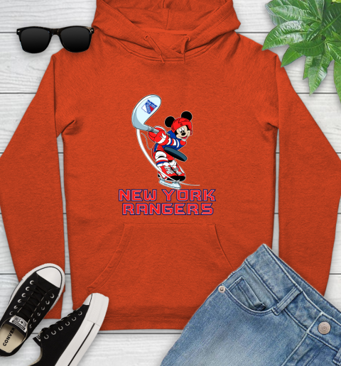 NHL Hockey New York Rangers Cheerful Mickey Mouse Shirt Youth Hoodie 5