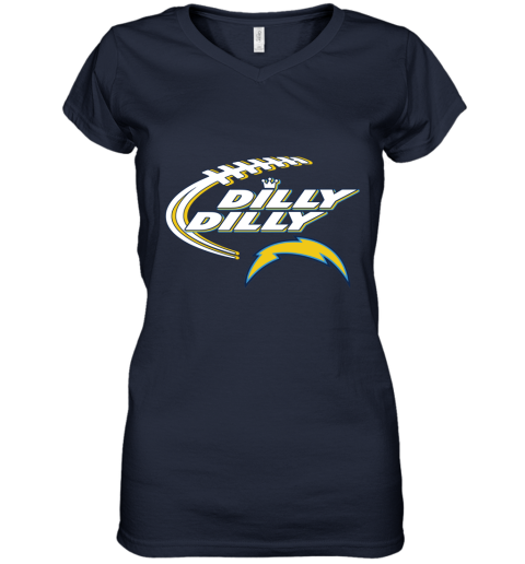 NFL Los Angeles Chargers Dilly Dilly Football Sports AMxw7U6Q0wv women v neck t shirt 39 95 151514 front navy