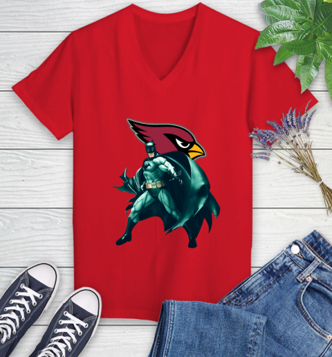 NFL Batman Football Sports Arizona Cardinals Women's V-Neck T-Shirt 12