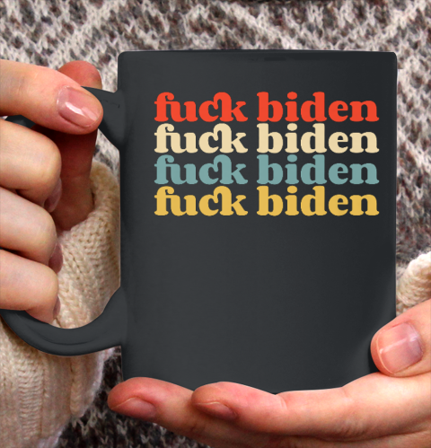 Vintage Fuck Biden Anti Biden Tee Top Womens Mens Premium Ceramic Mug 11oz