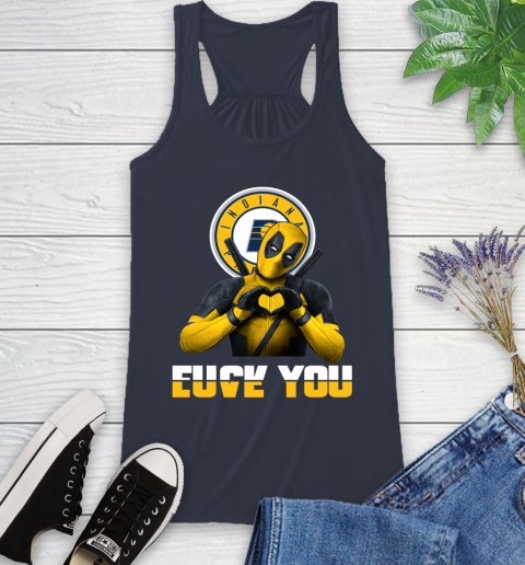 NBA Indiana Pacers Deadpool Love You Fuck You Basketball Sports Racerback Tank 10