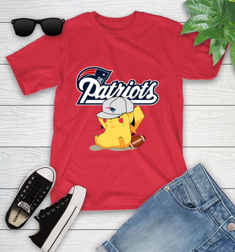 NFL Pikachu Football Sports New England Patriots Youth T-Shirt 10
