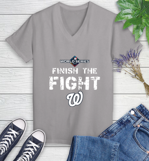 Finish The Fight Washington Nationals World Series 2019 Women's V-Neck T-Shirt 4
