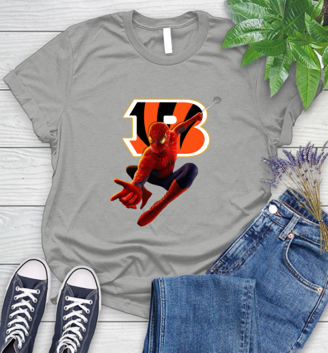 NFL Spider Man Avengers Endgame Football Cincinnati Bengals Women's T-Shirt 10
