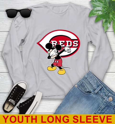 Cincinnati Reds MLB Baseball Dabbing Mickey Disney Sports Youth Long Sleeve 7 Cincinnati Reds MLB Baseball Dabbing Mickey Disney Sports Youth Long Sleeve - Image 7