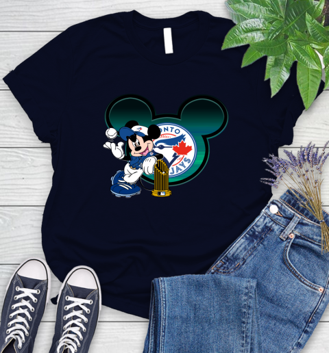 MLB Toronto Blue Jays The Commissioner's Trophy Mickey Mouse Disney Women's T-Shirt 3
