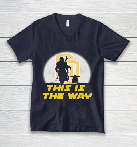 San Diego Padres MLB Baseball Star Wars Yoda And Mandalorian This Is The Way V-Neck T-Shirt 2