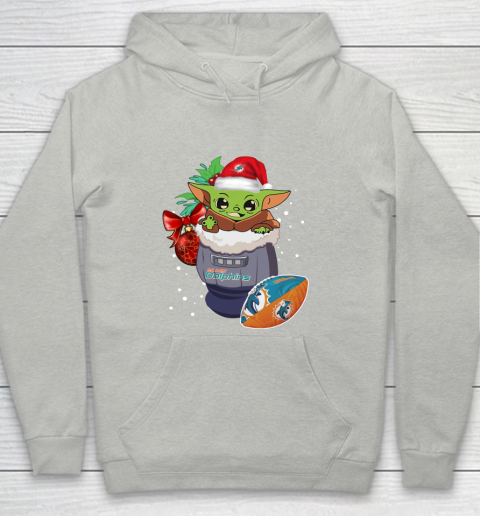 Miami Dolphins Christmas Baby Yoda Star Wars Funny Happy NFL Youth Hoodie 2