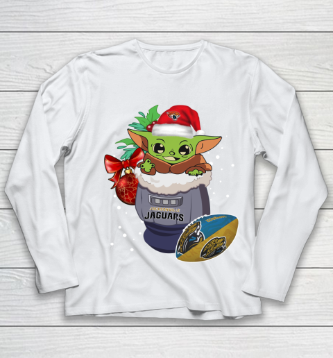Jacksonville Jaguars Christmas Baby Yoda Star Wars Funny Happy NFL Youth Long Sleeve 2