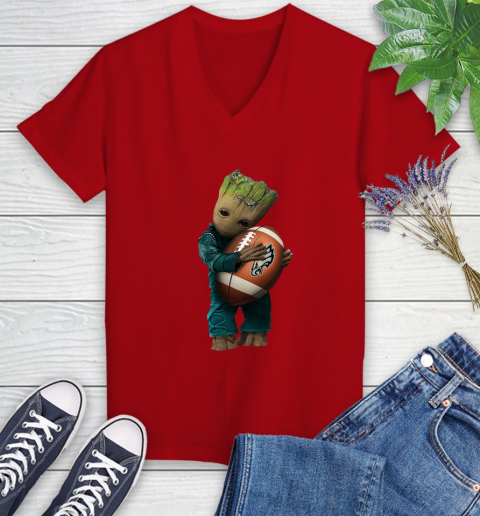 NFL Groot Guardians Of The Galaxy Football Sports Philadelphia Eagles Women's V-Neck T-Shirt 12