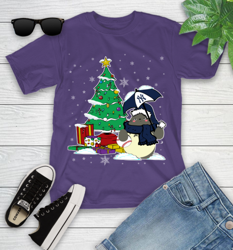 New York Yankees MLB Baseball Cute Tonari No Totoro Christmas Sports Youth T-Shirt 3
