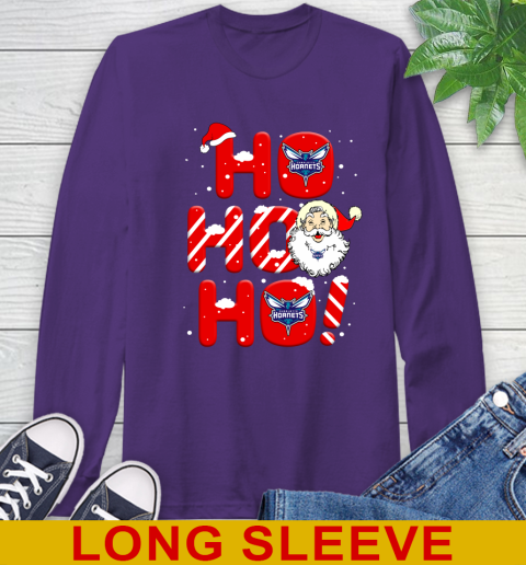 Charlotte Hornets NBA Basketball Ho Ho Ho Santa Claus Merry Christmas Shirt Long Sleeve T-Shirt 5