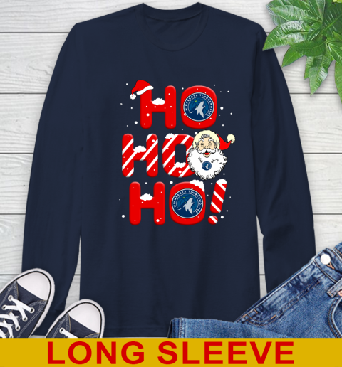 Minnesota Timberwolves NBA Basketball Ho Ho Ho Santa Claus Merry Christmas Shirt Long Sleeve T-Shirt 3