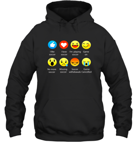 I Love Soccer Emoticon Emoji Funny Sayings Relaxed Fit Hooded