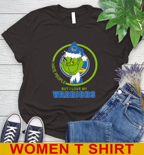 Golden State Warriors NBA Christmas Grinch I Hate People But I Love My Favorite Basketball Team Women's T-Shirt 8