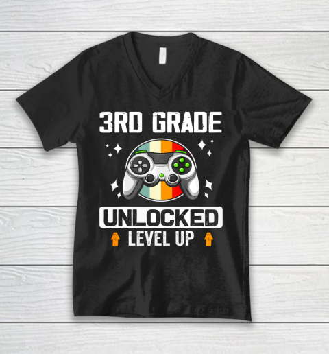 Next Level t shirts 3rd Grade Unlocked Level Up Back To School Third Grade Gamer V-Neck T-Shirt