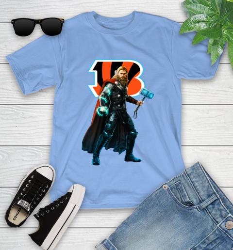 NFL Thor Avengers Endgame Football Cincinnati Bengals Youth T-Shirt 11