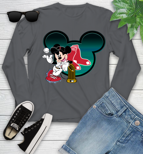 MLB Boston Red Sox The Commissioner's Trophy Mickey Mouse Disney Youth Long Sleeve 8