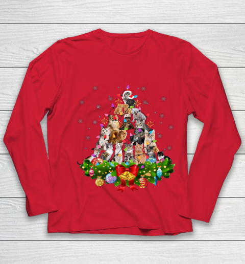 Funny Cat Christmas Tree Xmas Gifts Youth Long Sleeve 8