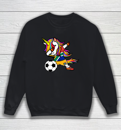 Funny Dabbing Unicorn South Africa Football Flag Soccer Sweatshirt