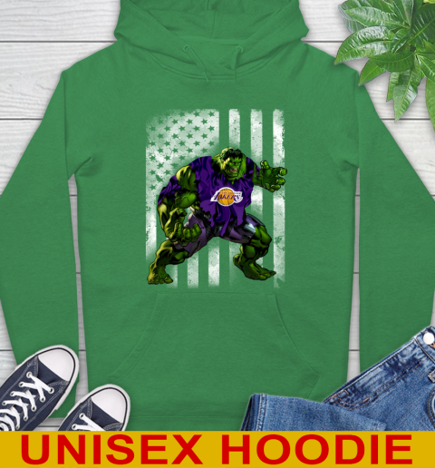 Los Angeles Lakers Hulk Marvel Avengers NBA Basketball American Flag Hoodie 8