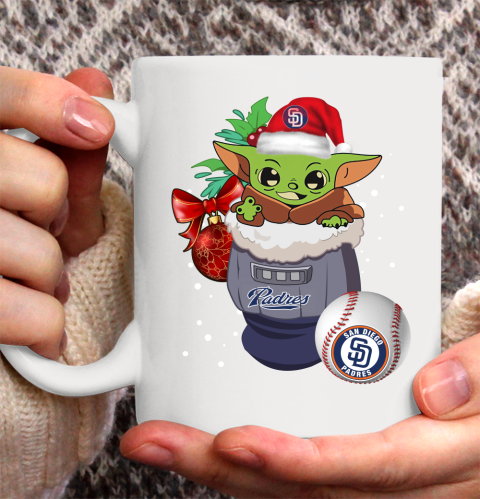San Diego Padres Christmas Baby Yoda Star Wars Funny Happy MLB Ceramic Mug 11oz 2