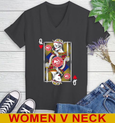 NBA Basketball Atlanta Hawks The Queen Of Hearts Card Shirt Women's V-Neck T-Shirt 8