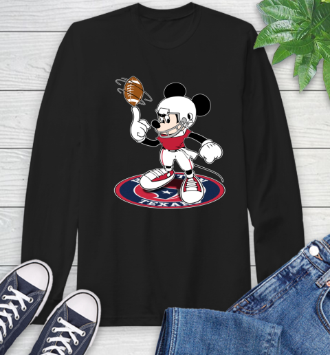 NFL Football Houston Texans Cheerful Mickey Disney Shirt Long Sleeve T-Shirt