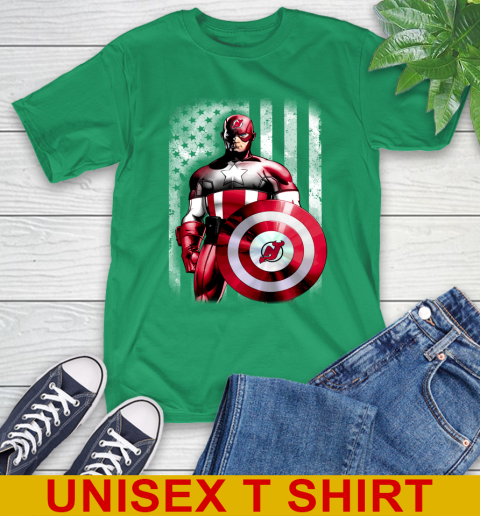 New Jersey Devils NHL Hockey Captain America Marvel Avengers American Flag Shirt T-Shirt 7