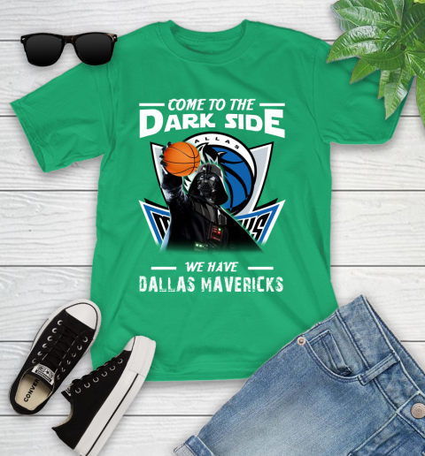 NBA Come To The Dark Side We Have Dallas Mavericks Star Wars Darth Vader Basketball Youth T-Shirt 8