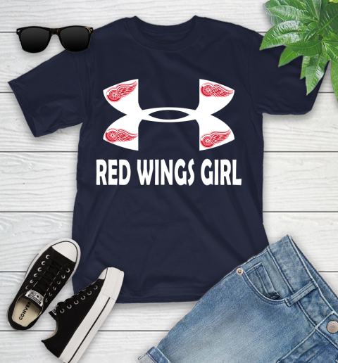NHL Detroit Red Wings Girl Under Armour Hockey Sports Youth T-Shirt 2