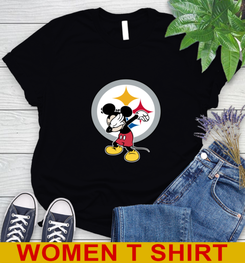 Pittsburgh Steelers NFL Football Dabbing Mickey Disney Sports Women's T-Shirt 2