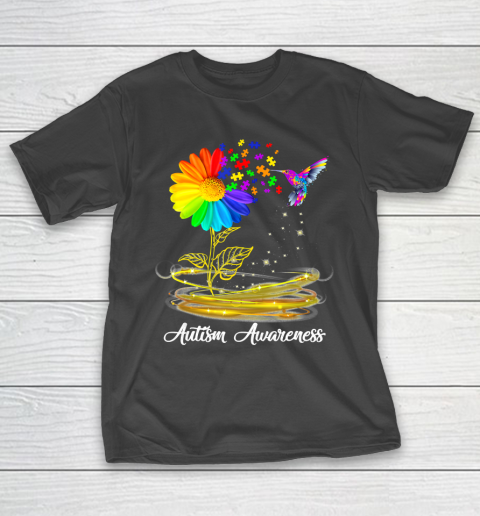 Autism Awareness Month Tshirt Hummingbird Sunflower T-Shirt